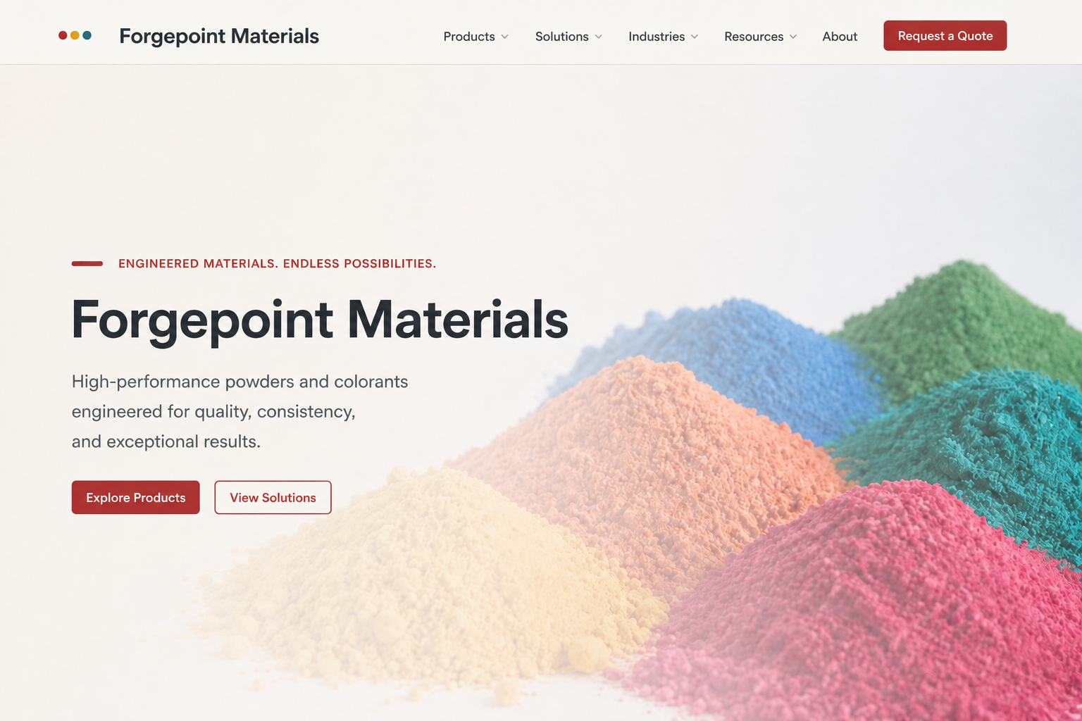 Homepage hero preview for a pseudonymous manufacturing portfolio concept