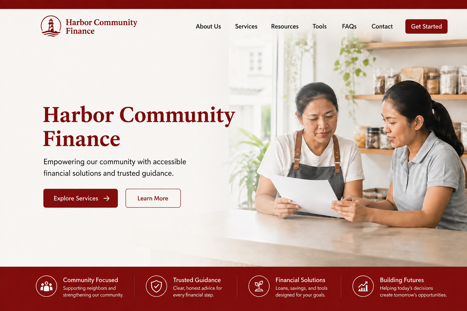 Homepage hero preview for a pseudonymous community finance guidance concept
